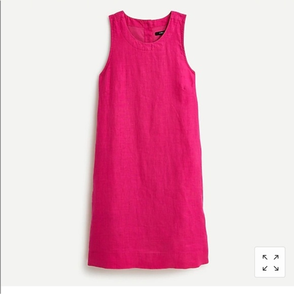 J.Crew Linen Button Back Tank dress in hot pink, size S - Picture 3 of 8